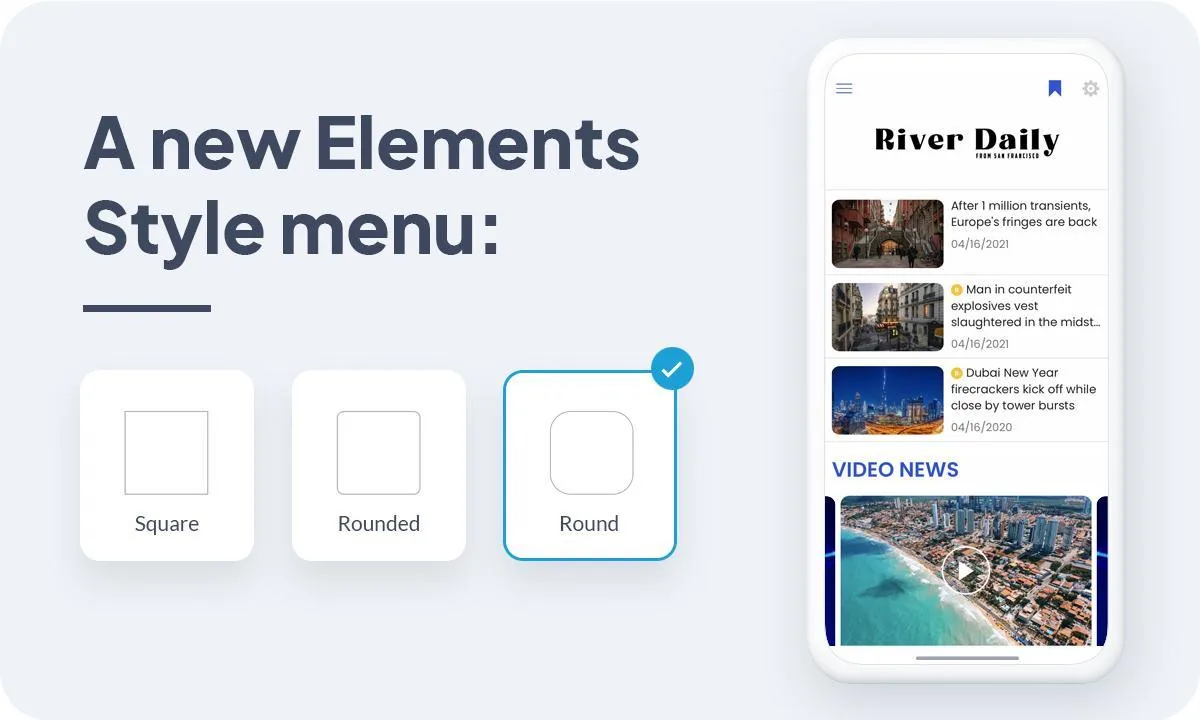 Design update: new Elements Style menu